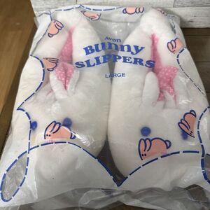 Vtg New Avon Bunny Slippers Adult Lg Pink Plush Easter Hop Along The PJ Trail